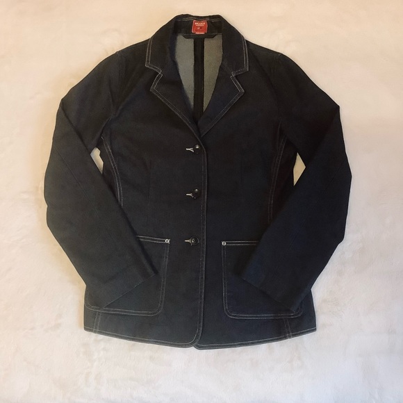 Private Member Jackets & Blazers - PRIVATE MEMBER WOMENS BLACK BUTTON DOWN JEAN JACKET/ Size Small